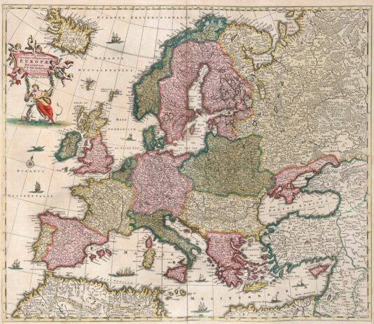 Kaart van Europa in 1700 door Frederik de Wit